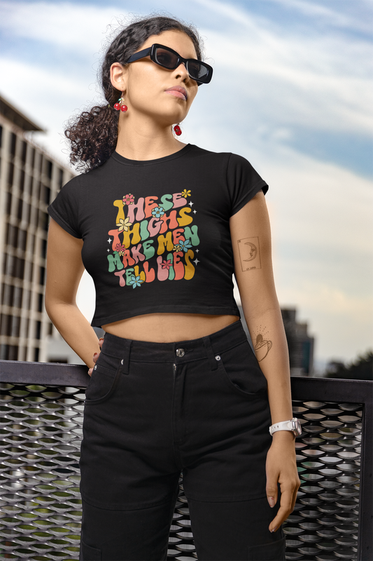 These Thighs Make Men Tell Lies Champion Women's Heritage Cropped T-Shirt